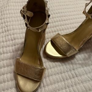 Unisa Gold Wedge Sandals with Studs